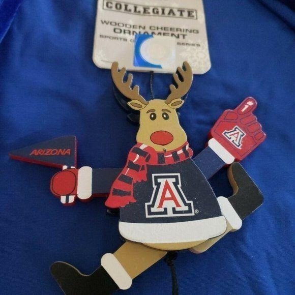 Topperscot by Boelter Brands NCAA Wooden Cheering Reindeer Ornament, Arizona - Picture 1 of 5